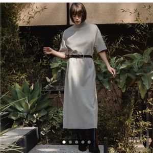 Zara high neck washed interlock midi dress